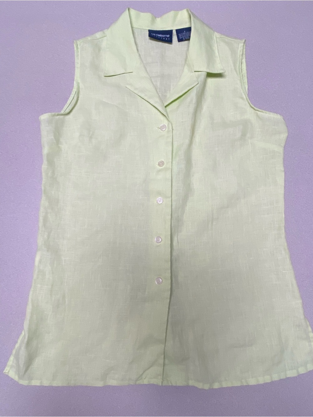 Liz Claiborne 100% Linen Sleeveless  Button Tank Top Shirt Lightweight Small